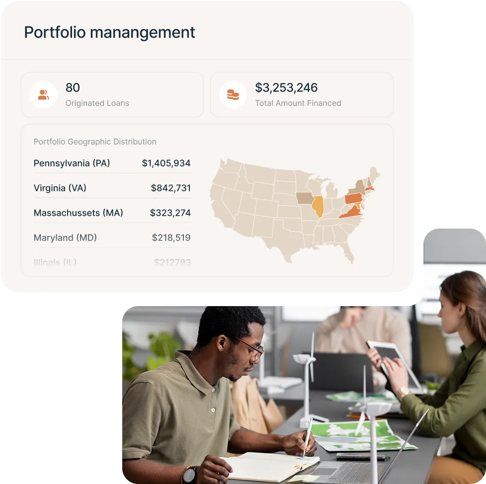 People working at table
